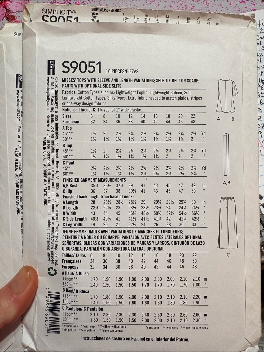 BN UNCUT SIMPLICITY 9051 R5 Plus sewing patterns - Picture 4 of 4